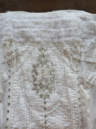 NWOT Love Stitch M Rhinestone Pearl Lace Bustier Strapless Top 127231 - Picture 5 of 6