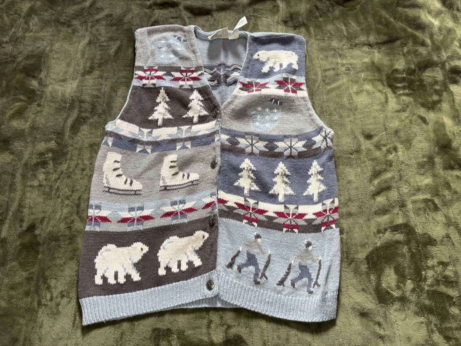 Northern Reflections Sweater Vest Womens Large Button Nordic Fair Isle Knit