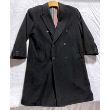 Wool Cashmere Double Breasted Overcoat Mens EU 26 US Small Charcoal Gray