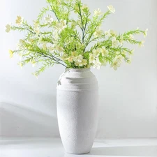 Tall Rustic Ceramic Flower Vase for Farmhouse Living Room Shelf Table Decoration