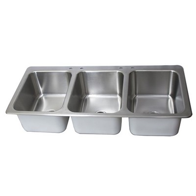 Bk Resources 16 in x 20 in x 12 in Three Compartment DropIn Sink