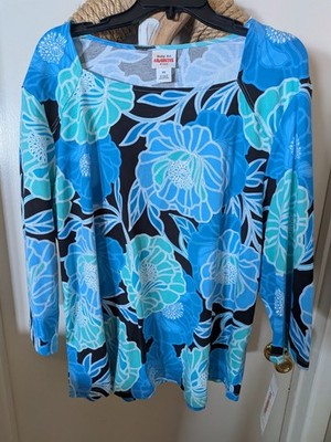 Ruby Rd. Favorites Sz. 3X Vibrant Floral 3/4 Sleeves Top Ladies NEW
