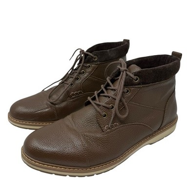 FLEX STEP Mens Size 10.5 Brown Lace Up Boots Shoes Comfort Work Casual Chukka