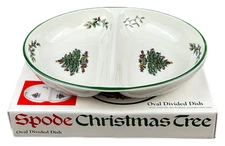 Spode Christmas Tree Vegetable Oval Divided Serving Dish with Box England