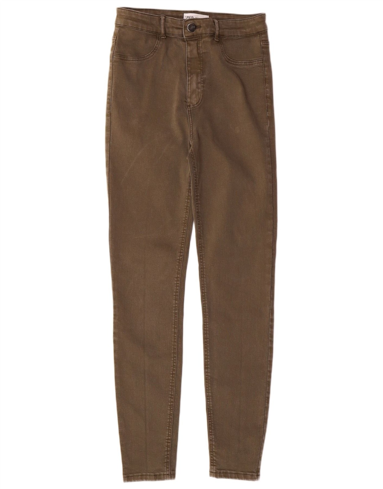 ZARA Womens Skinny Jeans EU 38 Small W28 L27 Khaki Cotton AG13
