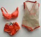 Vtg 1960s Barbie Doll Twist N Turn #1160 Mesh Swimsuit Cover Bikini Top Bottoms