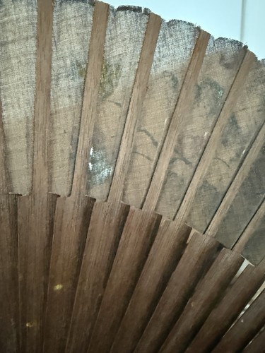 Antique Fan 19th Century French Handmade & Hand Painted Carved Wood Church - Picture 3 of 6