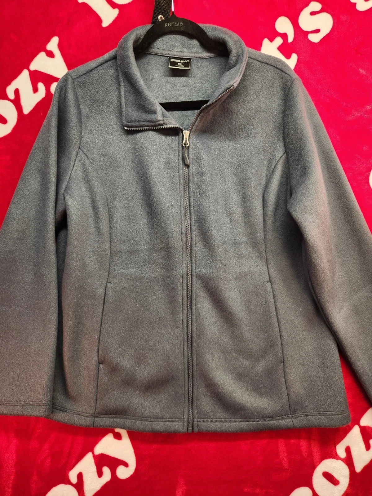 32 Degrees Heat Fleece Jacket Mens Large Gray Full Zip Lightweight Outdoor