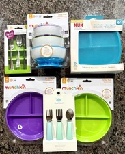 🔥lot of 6-Munchkin Stay Put Suction Plates, suction Bowls, Utensils, +More 🔥