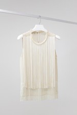Stella McCartney Cream Silk Fringe Top, Size IT 38