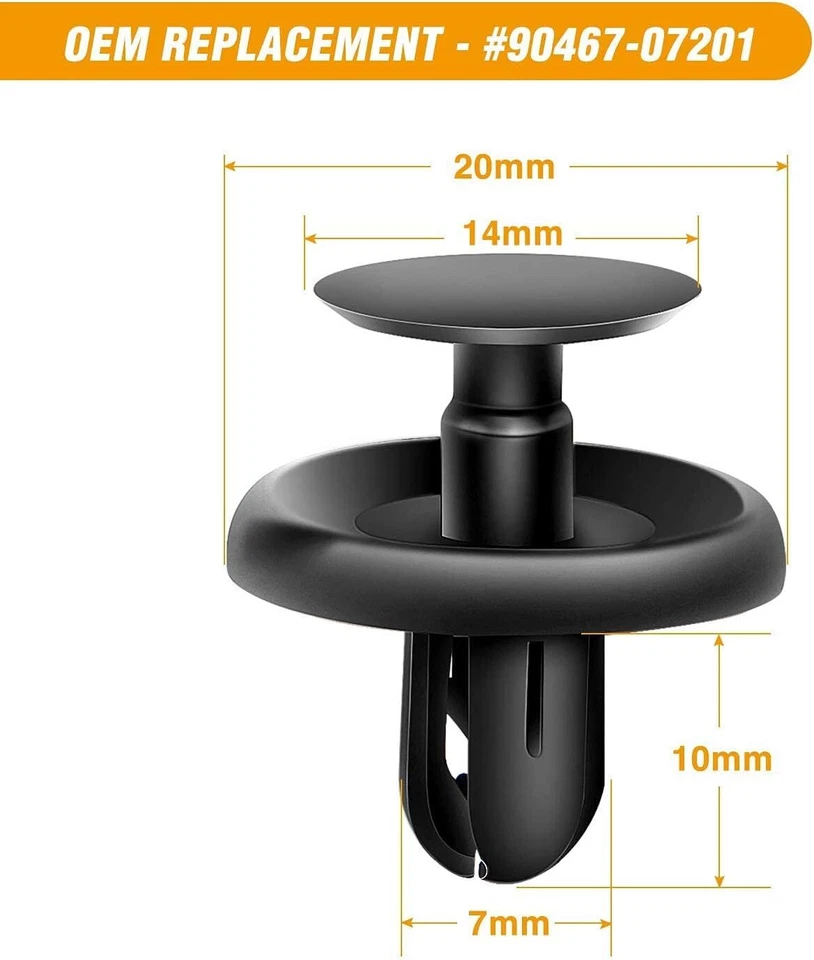 Clips de parachoques 7 mm sujetador guardabarros empuje plástico remache para Toyota Pontiac Foto 4 de 4