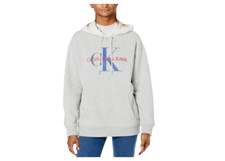 79.50 Calvin Klein Men's, Monogram Front Logo Hoodie, Light Gray, S