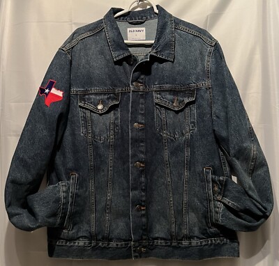 Old Navy Texas Patch Denim Trucker Jacket Size X- LARGE Blue