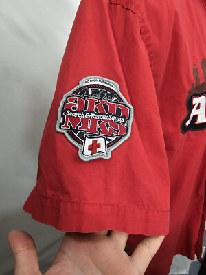 AKD/MKS AKADEMIKS Seach & Rescue Short Sleeve Retro Spellout Red