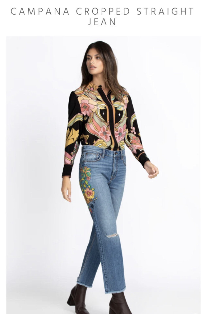 Johnny Was Campana Womens Jean Size 28 Embroidered Cropped