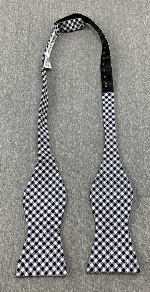 Pajarita VanHeusen Estampado a Cuadros Azul Marino 100% Seda Ajustable Preppy Boda Divertida Foto 2 de 4