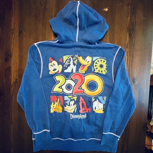 Disney Parks Disneyland Resort 2020 Character Print Full Zip Hoodie Jacket Blue - Picture 3 of 7