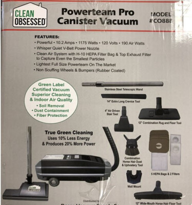 CO888 CLEAN OBSESSED  LIGHTWEIGHT CANISTER VACUUM WITH ELECTRIC POWER NOZZLE #CO