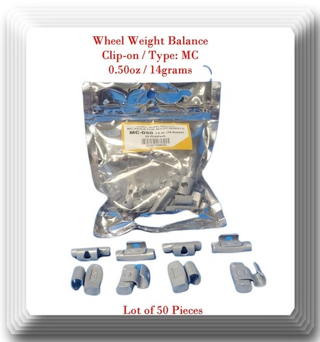50 Pcs CLIP-ON Wheel Weight Balance MC Type 0.50oz 1/2oz For All Type Alloy Rims - 第 1/1 張圖片