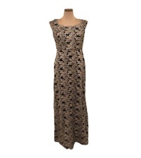 R&M Richards David’s Bridal Gown Size 6 Black Gold Lace Formal Maxi Dress