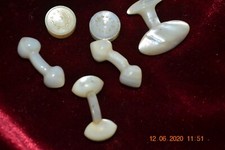2 prs.  2 single Vintage Mother of Pearl Men's Cuff links/Studs No metal
