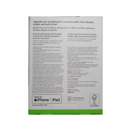 BELKIN BOOST CHARGE PRO FLEX LIGHTNING TO USB-A CABLE MFI-CERTIFIED CAA010DS3MBK - Bild 2 von 4