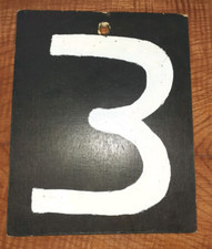 Hand made cricket scoreboard numbers 3&4  8 - 10 inches   (B)