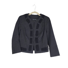 Cabi 5156 Dot Jacket Blazer Black White Lined Hook Eye Closure Size 4 NEW