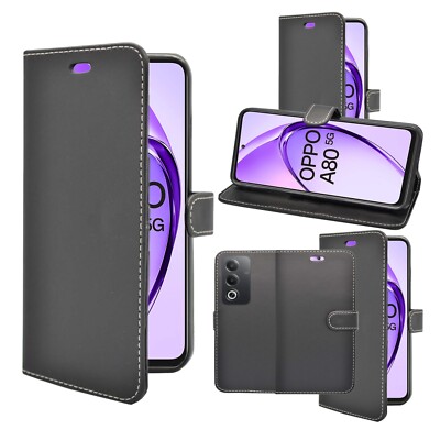 Für Oppo A80 5G Hülle Brieftasche Flip PU Leder Ständer Kartenhalter Cover