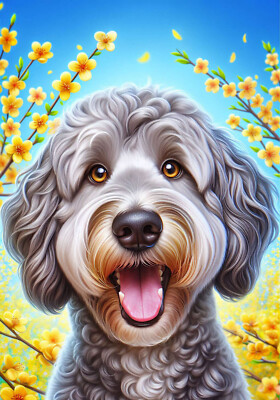 Goldendoodle Grey Springtime II Flag