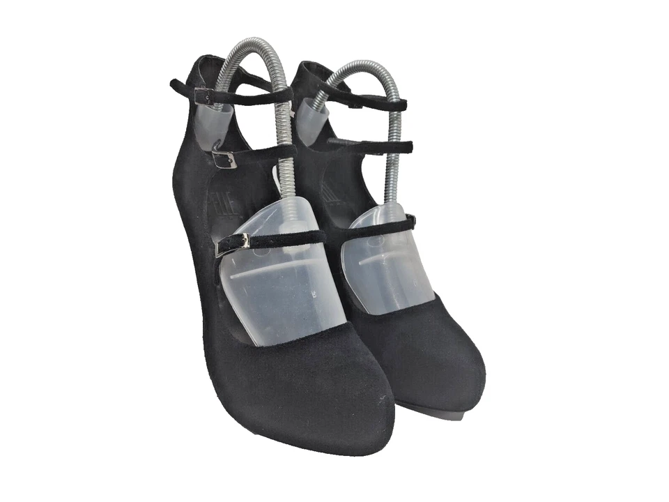 Zapatos de tacón alto Pelle Moda de gamuza de cuero negros para mujer talla 8M Foto 4 de 4