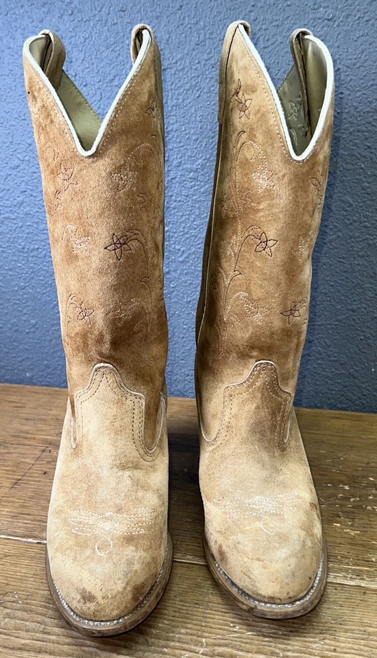 Vintage 80’s WOLVERINE Suede 2.5 in Heel Cowgirl Boots 9M #1950 - Image 4 of 4