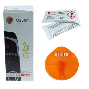 Bosch Tassimo Cofre Maker 4 x Descalcificador Descalcificación Tabletas \u0026  T-Kit de limpieza de disco | eBay