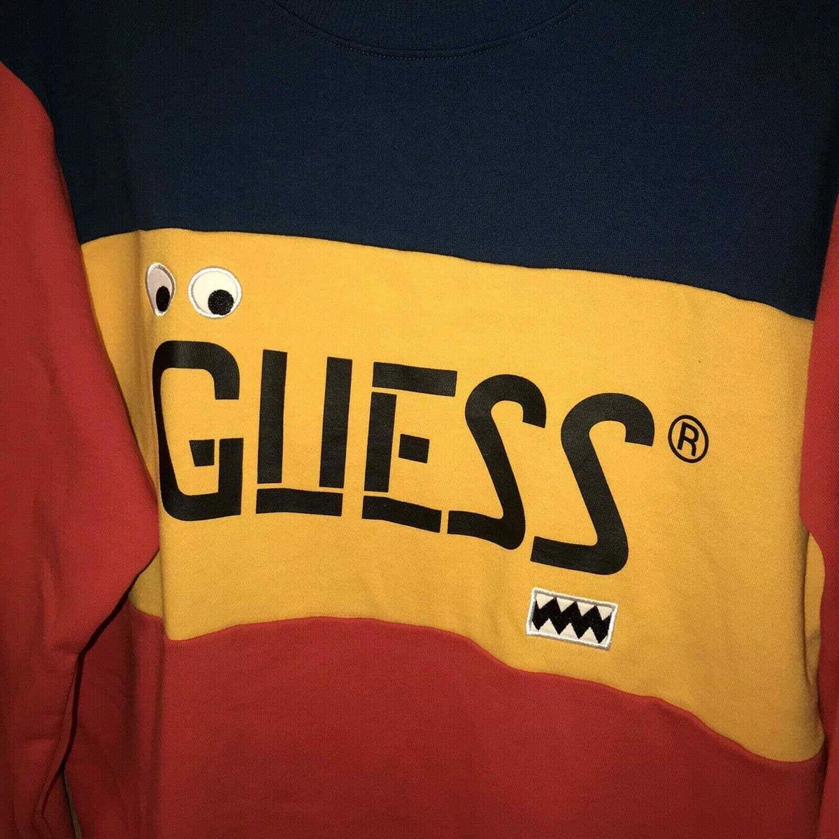 GUESS x J Balvin Vibras Sweatshirt Navy Red Yellow Pink Colorblock Large Rare