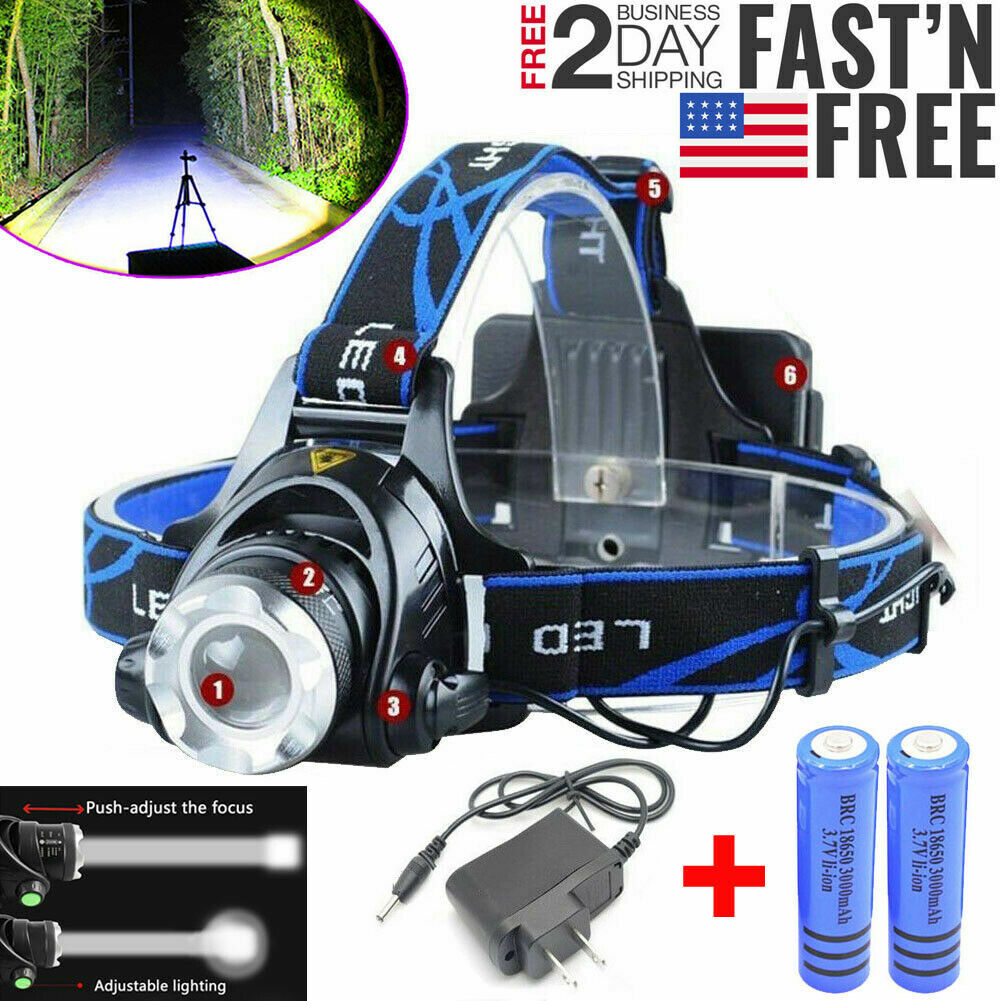 Camping & Hiking 10000Lm LED Headlight Headlamp Light 18650 battery T6