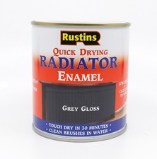 Rustins QuickDry Radiator Paint, White/Black/Grey, Gloss/Satin/Matt 250/500ml/1L