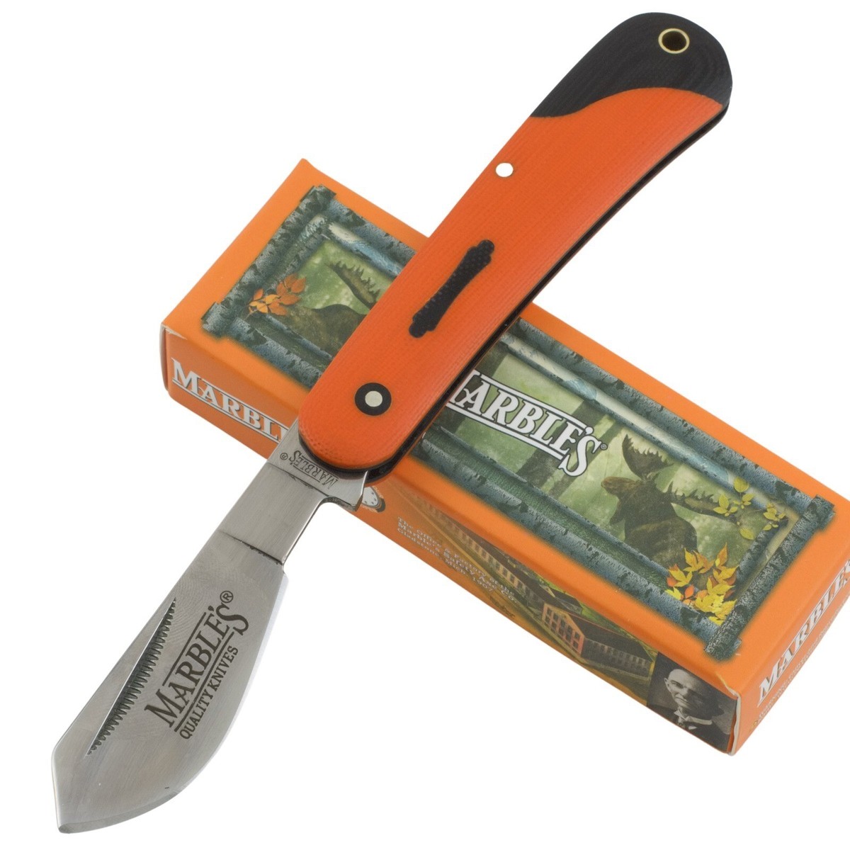 Marbles Cotton Sampler Pocket Knife MR597 Black Orange G10