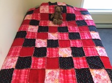 Handmade Rag Quilt Valentine  s Design, Premium Reversible Flannel. 57  X 72  