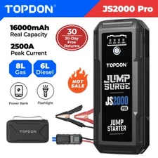 TOPDON JS2000PRO Car Jumper Starter 12V Battery Charger Booster Power Bank 2500A