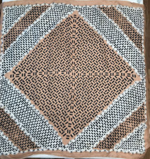 Vintage Scarf Square Brown black white 31  square