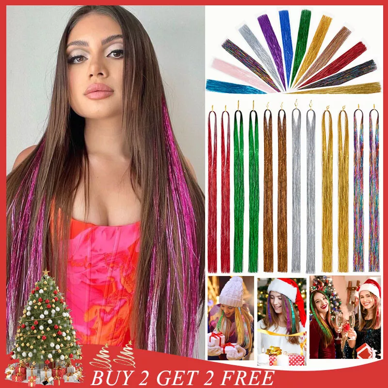 Buy 2 Get 2! Hair Tinsel 47 Hair Glitter Strands Fairy Hair 12 Colors  Glitter