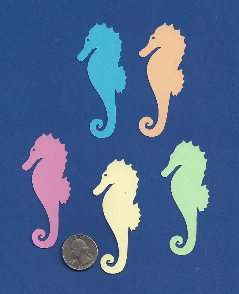 Troquelados de caballito de mar, 2-3/4 x 2-1/2 - 15 piezas - CUALQUIER COLOR - Troquelados de playa Foto 2 de 3
