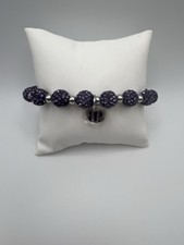 Purple Rhinestone Encrusted Bead Stretch Bracelet