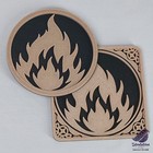 Untersetzer Eckig Rund - Holz + Kunststoff - Lodernde Flamme