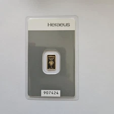 1 Gram Gold Bar Heraeus Hanau Kinebar Fine Gold Vintage Gold Or Oro Goud