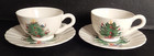 Vintage Blue Ridge Pottery Christmas Tree & Mistletoe Cup & Saucer Pair