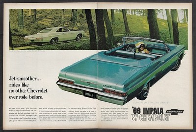 1966 CHEVY IMPALA 2 pg Print Ad ''Jet Smoother... rides like no other Chevrolet''