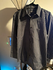 Versace Collection Men’s Large Black Striped 100% Cotton Button Dress Shirt