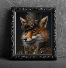 Steampunk Red Fox 8 x 10 Photograph Photo Picture Art Print Wall Hanging