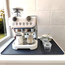 Silicone Coffee Mat (24''x16'') with Detachable Dish Drying Mat - Spill-Proof Ba